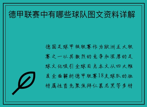 德甲联赛中有哪些球队图文资料详解